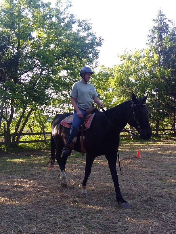 Linda riding aladdin